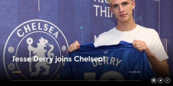 官方：切尔西签下水晶宫18岁边锋杰西-德里，合同至2029年